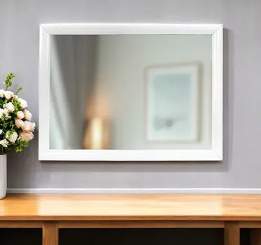 34" White Wood Framed Accent Mirror