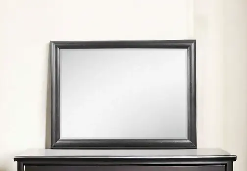35" Dark Gray Wood Framed Mounted Dresser Mirror