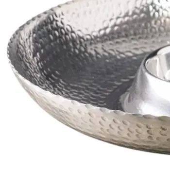 Handcrafted Hammered Stainless Steel Chip And Dip Server