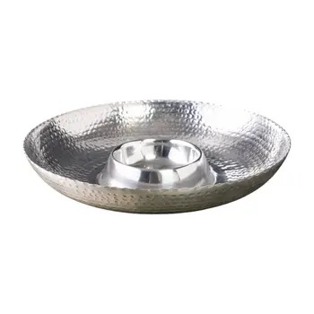 Handcrafted Hammered Stainless Steel Chip And Dip Server