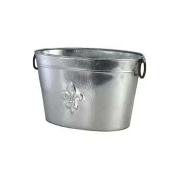 Oval Silver Ribbed Fleur De Lis Beverage Tub