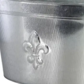 Oval Silver Ribbed Fleur De Lis Beverage Tub