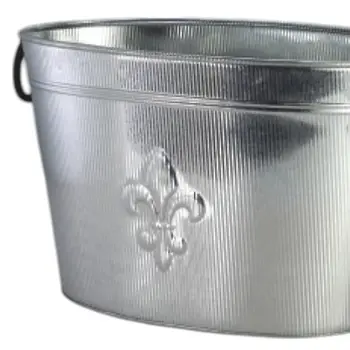 Oval Silver Ribbed Fleur De Lis Beverage Tub
