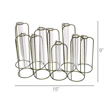 9" Clear Bud Metal Table Vase