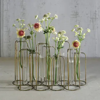 9" Clear Bud Metal Table Vase