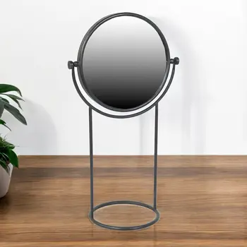 22" Black Round Framed Makeup Shaving Tabletop Mirror