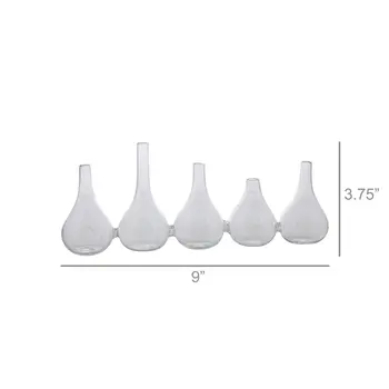 Set of Five Clear Cojoined Glass Bud Vases