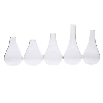 Set of Five Clear Bud Cojoined Glass Table Vases