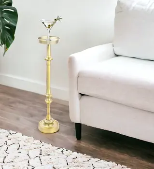 26" Brushed Gold Drink Size Round End Table