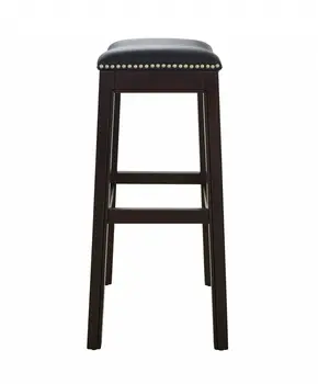 31" Black and Espresso Solid Wood Backless Bar Height Bar Chair