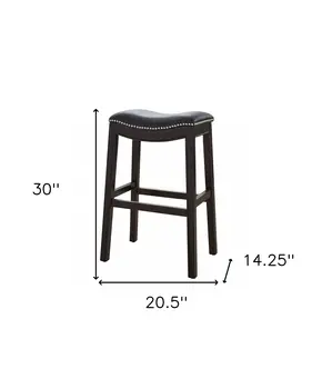 31" Black and Espresso Solid Wood Backless Bar Height Bar Chair