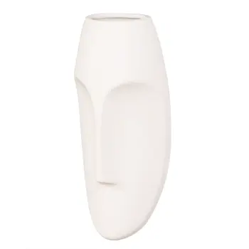 10" White Mod Abstract Face Ceramic Wall Decor
