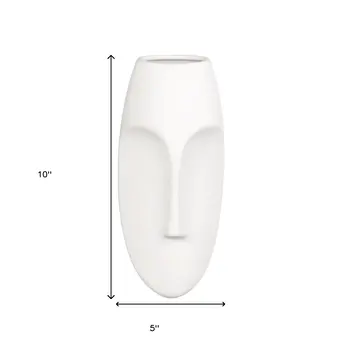 10" White Mod Abstract Face Ceramic Wall Decor
