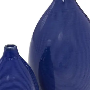 Set of Two Cobalt Bud Ceramic Table Vase
