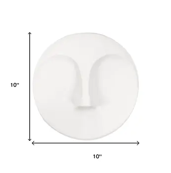10" White Ceramic Face Round Wall Decor