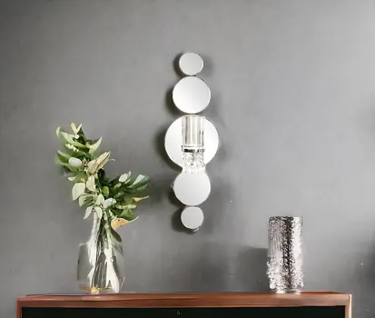 Silver and Clear Modern Bling Mirrored Wall Sconce