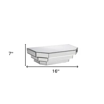 16" Silver Mirrored Glass Hanging Dimensional Floating Shelf
