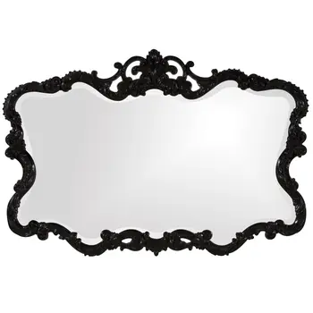 27" Black Ornate Scroll Framed Accent Mirror