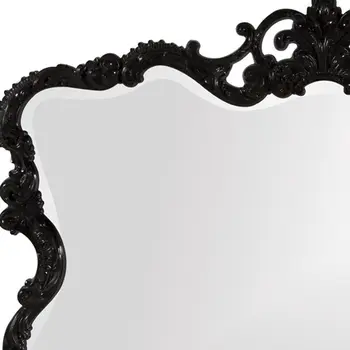 27" Black Ornate Scroll Framed Accent Mirror