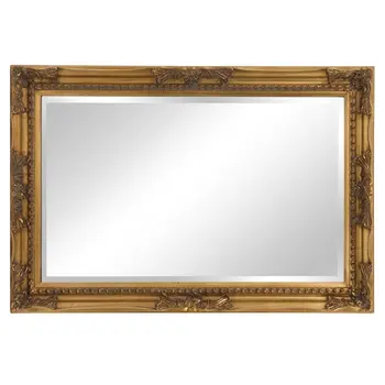 Rectangular Antiqued Gold Wood Frame Mirror