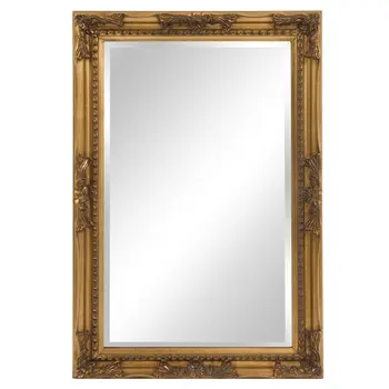 Rectangular Antiqued Gold Wood Frame Mirror