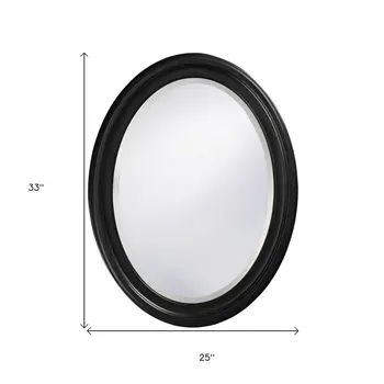 33" Black Oval Framed Accent Mirror