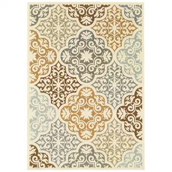 8' X 13' Gray And Ivory Moroccan Indoor Outdoor Area Rug