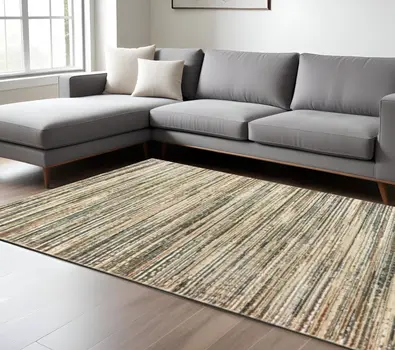 6' X 9' Ivory And Sage Abstract Area Rug