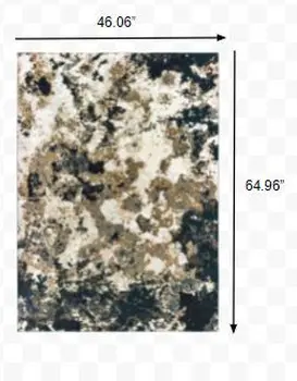 4' X 6' Ivory And Navy Blue Abstract Area Rug