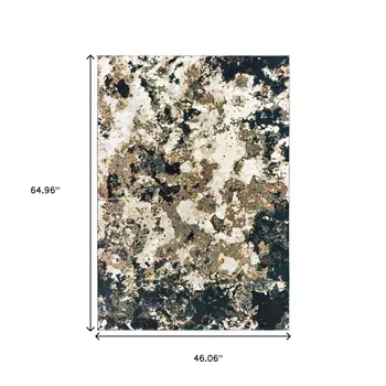 4' X 6' Ivory And Navy Blue Abstract Area Rug