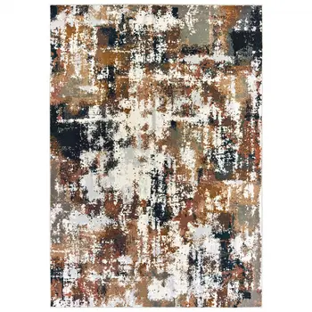4' X 6' Ivory And Gray Abstract Area Rug