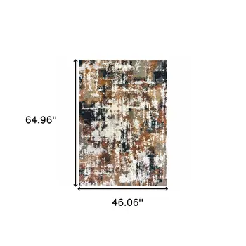 4' X 6' Ivory And Gray Abstract Area Rug