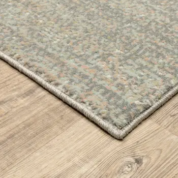 10' X 13' Gray And Green Abstract Distressed Area Rug