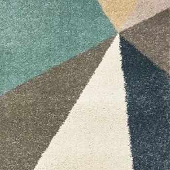 4' X 6' Blue Green And Beige Abstract Geometric Area Rug