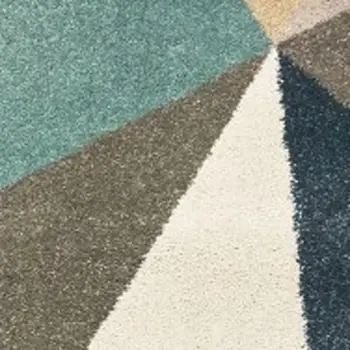 5' X 7' Blue Green And Beige Abstract Geometric Area Rug