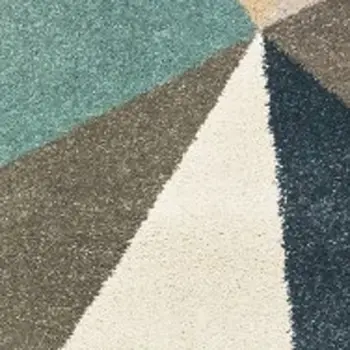 7' X 10' Blue Green And Beige Abstract Geometric Area Rug