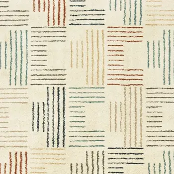 10' X 13' Ivory Blue And Red Geometric Area Rug