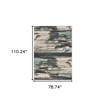 6' X 9' Ivory Blue And Gray Abstract Area Rug