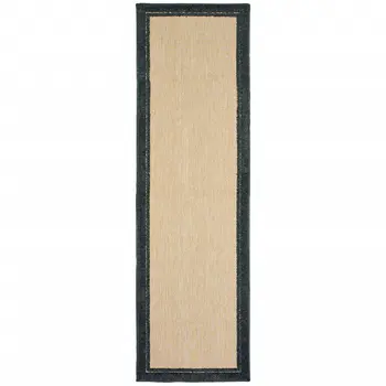 8' Beige And Black Indoor Outdoor Area Rug