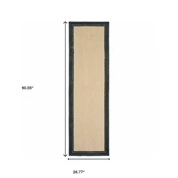 8' Beige And Black Indoor Outdoor Area Rug