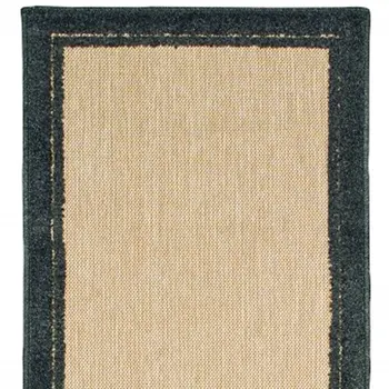 8' Beige And Black Indoor Outdoor Area Rug