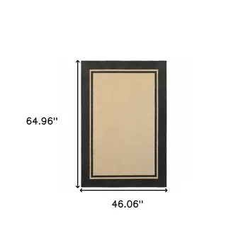 4' X 5' Beige And Black Indoor Outdoor Area Rug