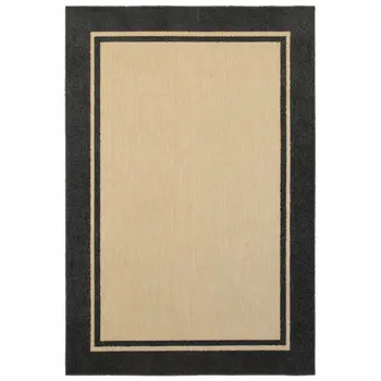 7' X 10' Beige And Black Indoor Outdoor Area Rug