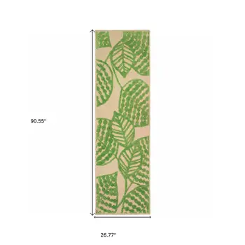 8' Green Floral Indoor Outdoor Area Rug