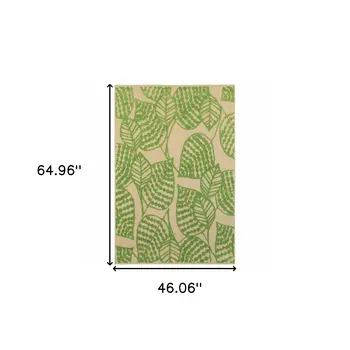 4' X 5' Green Floral Indoor Outdoor Area Rug