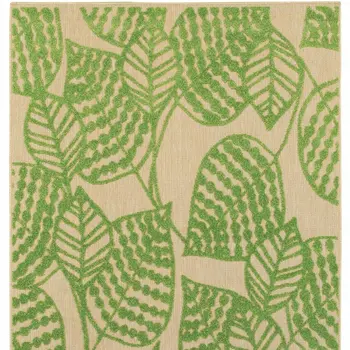 4' X 5' Green Floral Indoor Outdoor Area Rug