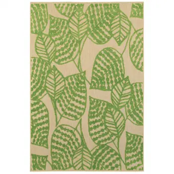 10' X 13' Green Floral Indoor Outdoor Area Rug