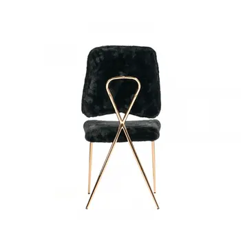 Set of Two Black and Gold Upholstered Fabric Dining Side Chairs