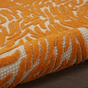 3' X 4' Orange And Ivory Abstract Indoor Outdoor Area Rug