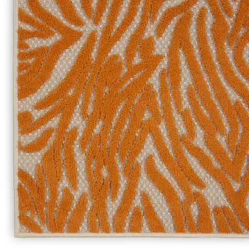 3' X 4' Orange And Ivory Abstract Indoor Outdoor Area Rug